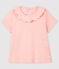 Blusa calada de manga corta de algodón de bebé niña rosa MINOIS/blanco ECUME