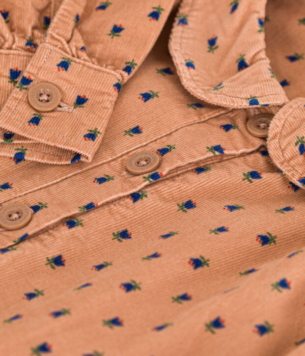 Vestido de manga larga de terciopelo con flores de ni&ntilde;a rosa/multicolor