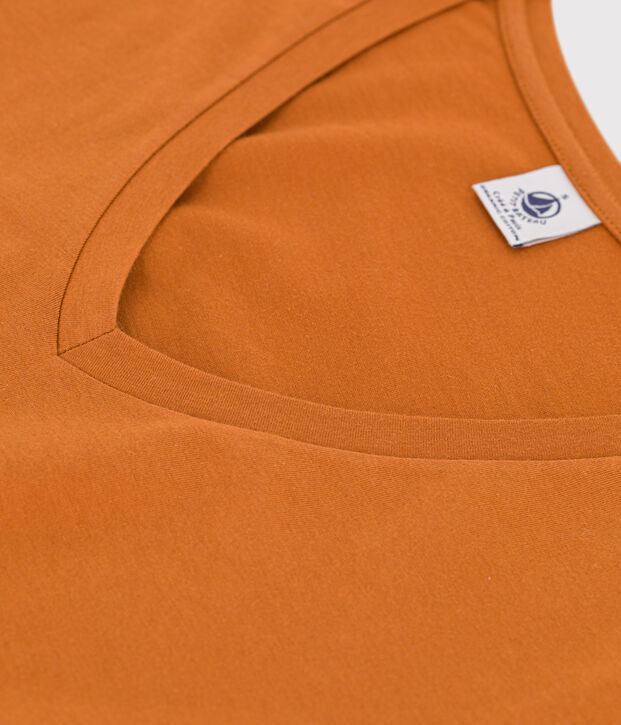 Camiseta de algod&oacute;n Le Droit con cuello de pico para mujer marron