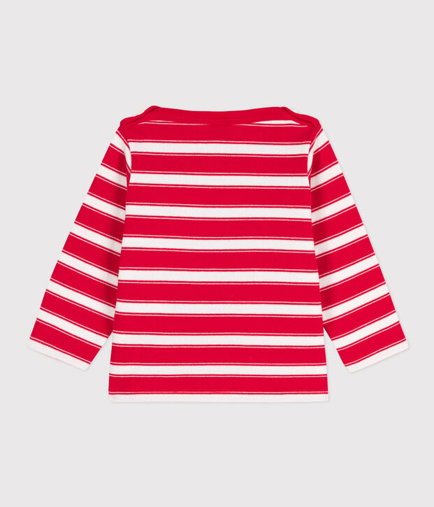 Marinera de punto grueso a rayas para beb&eacute; rojo/blanco