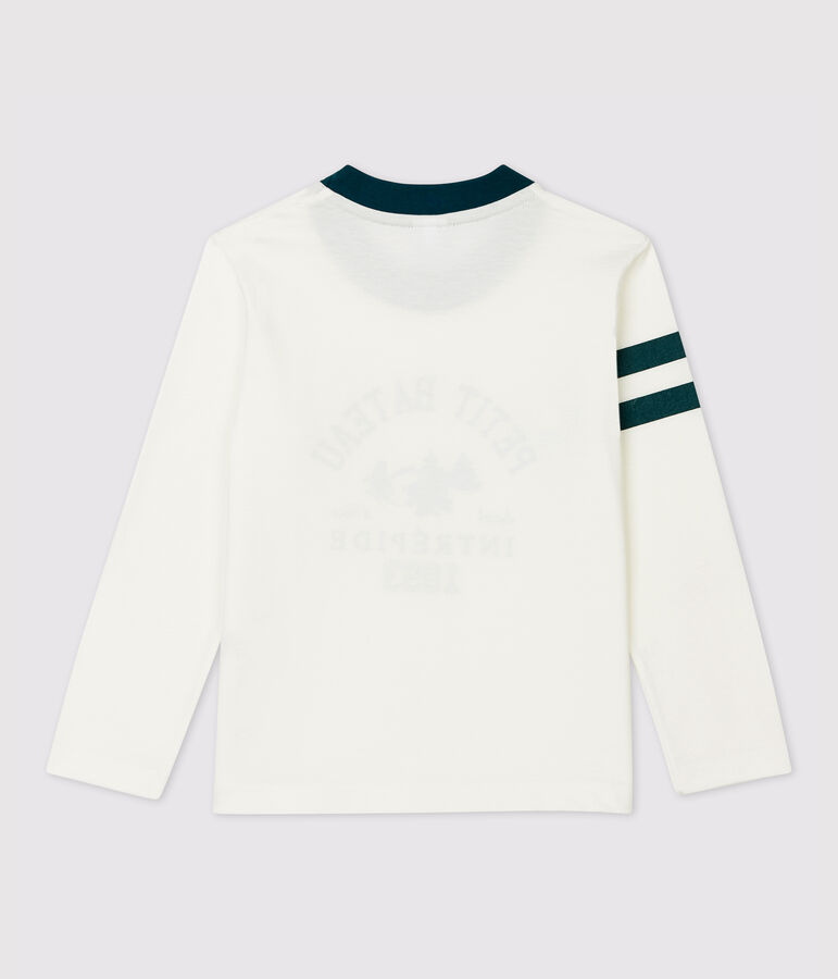 Camiseta de manga larga de algod&oacute;n de ni&ntilde;o blanco