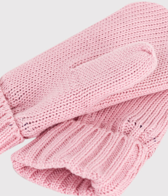 Manoplas infantiles de punto tricotado con forro polar rosa CHARME