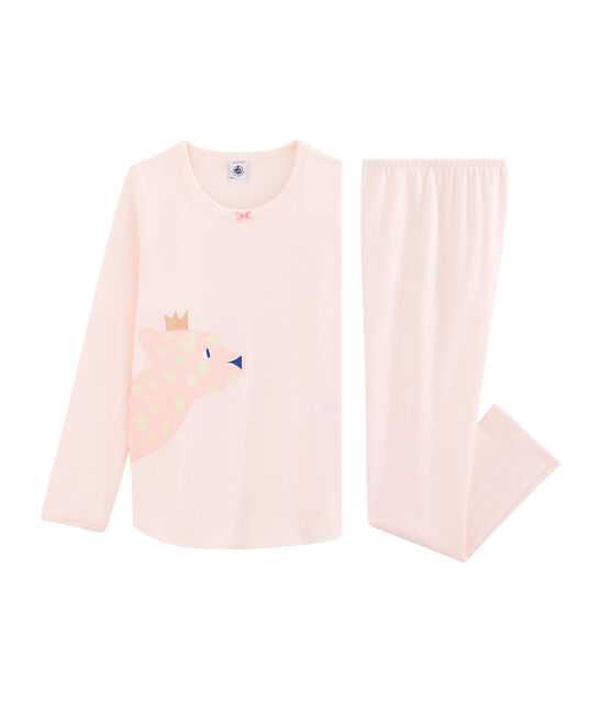 Pijama de punto para niña rosa FLEUR
