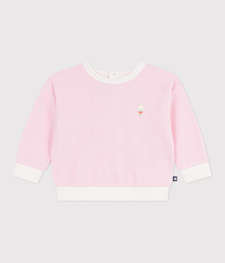 Sudadera lisa con capucha de algod&oacute;n para beb&eacute;, con insignia de helado rosa