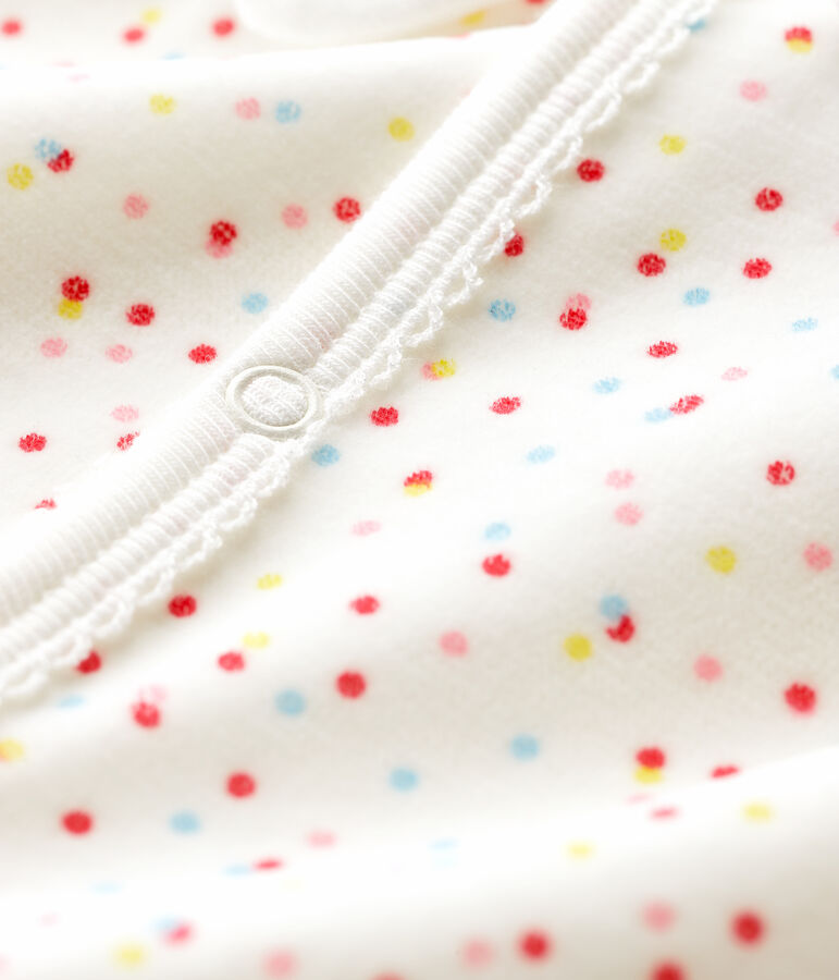 Pijama enterizo sin pies con lunares de beb&eacute; ni&ntilde;a de algod&oacute;n ecol&oacute;gico blanco/multicolor