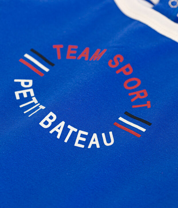 Camiseta de manga corta de punto fino para beb&eacute; azul