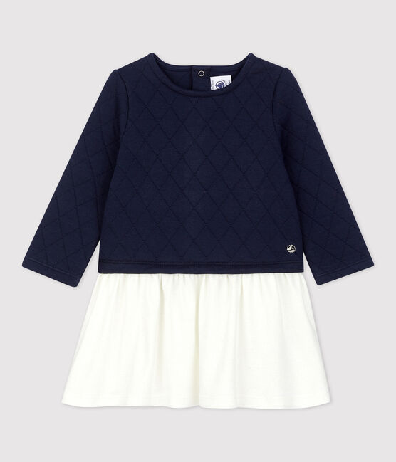 Vestido acolchado de bebé. azul SMOKING/blanco MARSHMALLOW