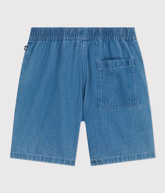Pantalón corto de tejido vaquero ligero para niño azul DENIM CLAIR