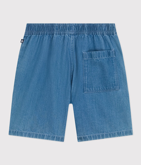 Pantalón corto de tejido vaquero ligero para niño azul DENIM CLAIR