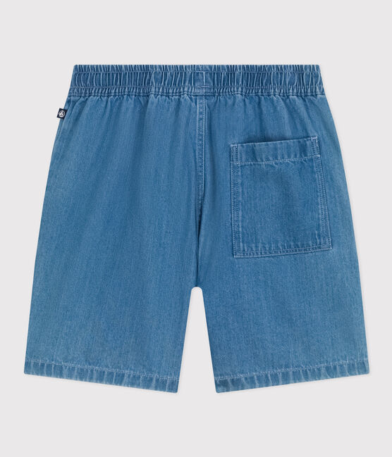Pantalón corto de tejido vaquero ligero para niño azul DENIM CLAIR