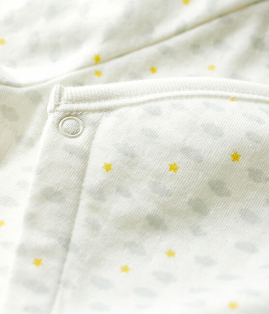 Pijama enterizo de conejo de bebé en tejido tubular de algodón ecológico blanco MARSHMALLOW/blanco MULTICO