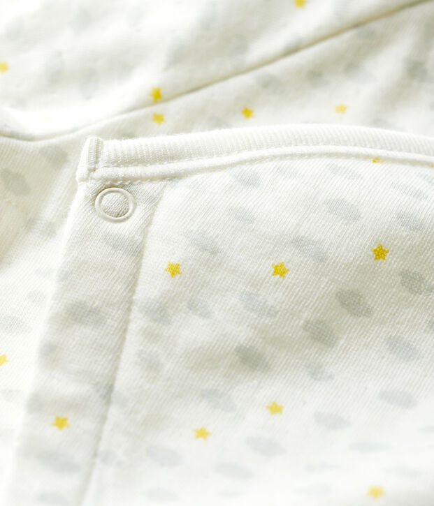 Pijama enterizo de conejo de beb&eacute; en tejido tubular de algod&oacute;n ecol&oacute;gico blanco/multicolor