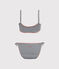 Traje de baño 2 piezas para niña azul ABYSSE/blanco LAIT