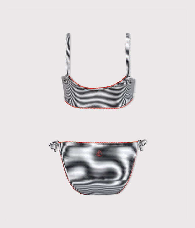 Traje de ba&ntilde;o 2 piezas para ni&ntilde;a azul/blanco