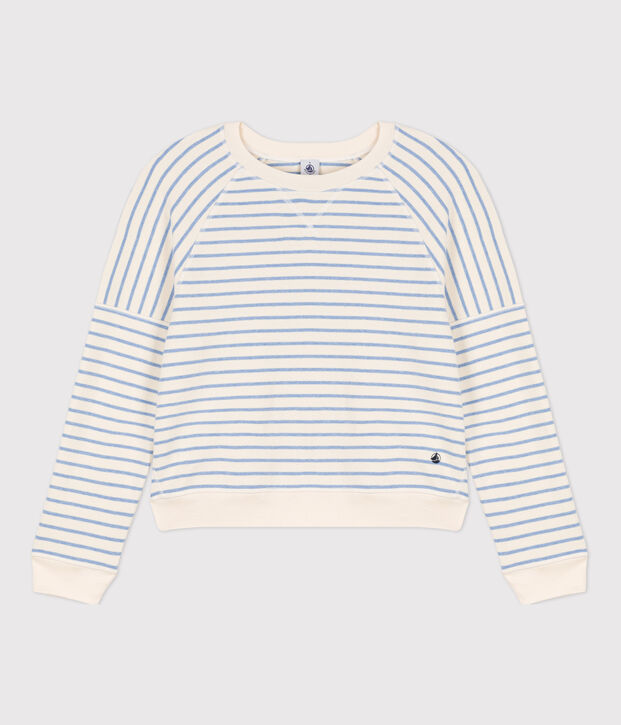 Sudadera de algod&oacute;n para mujer crudo/azul