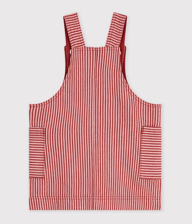 Vestido sin mangas de algod&oacute;n a rayas con insignia de coraz&oacute;n para beb&eacute; rosa/rosa