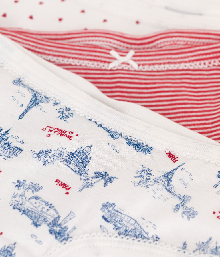 Juego de 3 braguitas infantiles de algod&oacute;n de talle alto con estampado de Par&iacute;s variante 1