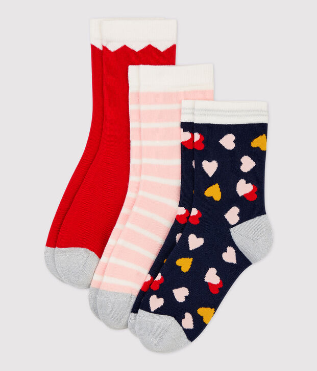 Juego de 3 pares de calcetines de ni&ntilde;a multicolor