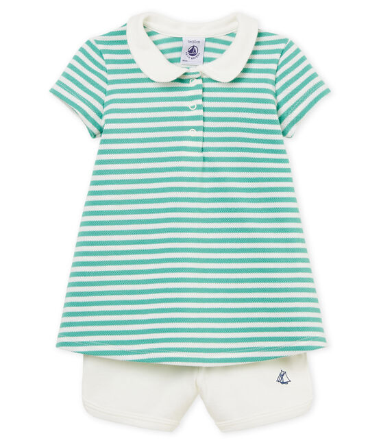 Vestido polo manga corta de rayas y shorts para bebé niña variante 1