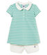 Vestido polo manga corta de rayas y shorts para bebé niña