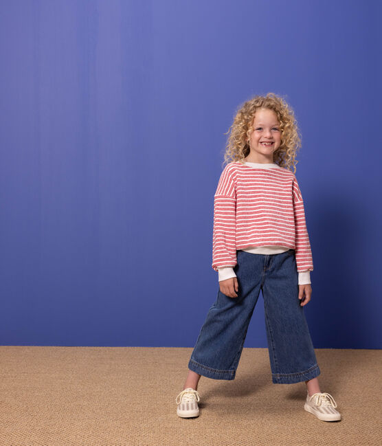 Sudadera a rayas para niño/niña blanco MARSHMALLOW/rojo PEPS