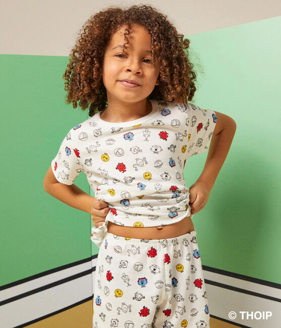 Pijama corto infantil Monsieur Madame de algodón  blanco MARSHMALLOW/blanco MULTICO