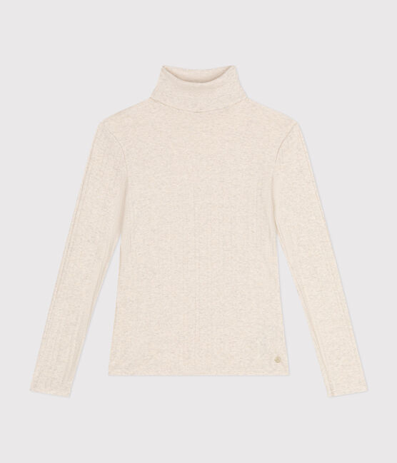 Camiseta Iconique de cuello vuelto de punto de fantasía para mujer beige MONTELIMAR CHINE