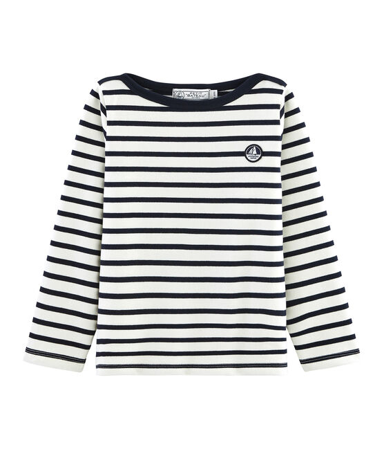 Jersey marinero icónico para niño beige COQUILLE/azul SMOKING