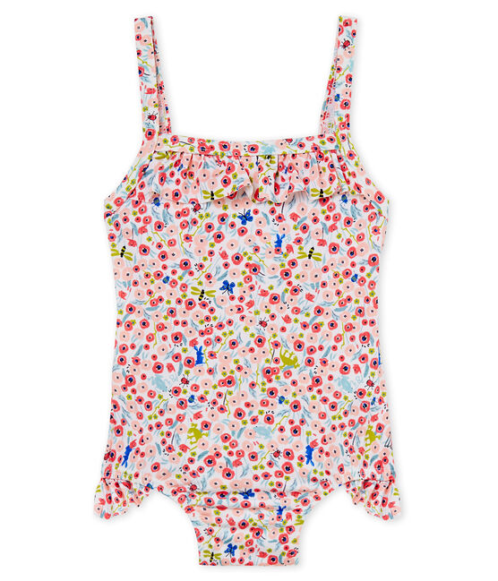 Traje de baño 1 pieza estampado para bebé niña blanco MARSHMALLOW/blanco MULTICO