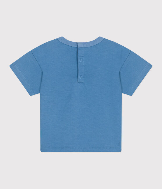 Camiseta lisa de manga corta de algodón para bebé azul ALASKA