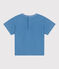 Camiseta lisa de manga corta de algodón para bebé azul ALASKA