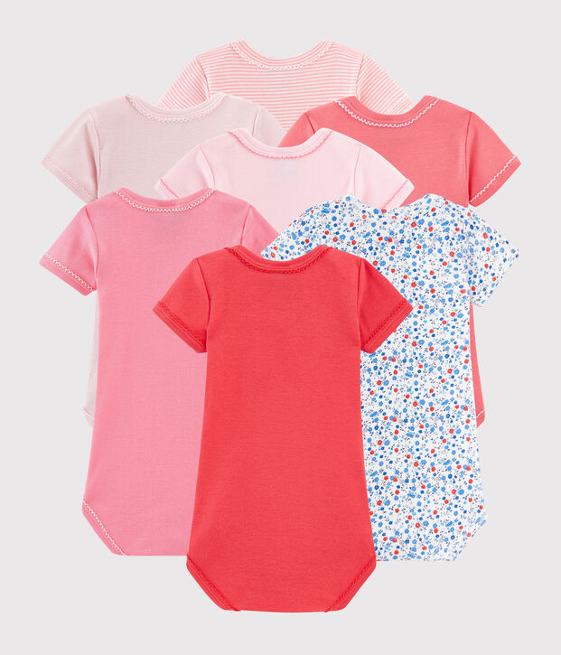 Juego sorpresa de 7 bodis de manga corta para beb&eacute; ni&ntilde;a multicolor