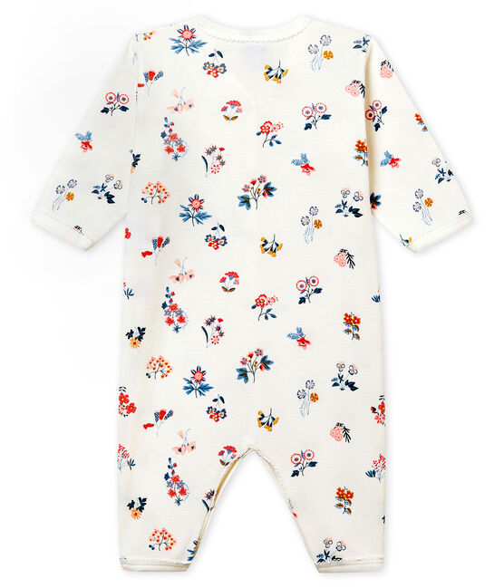 Pijama de bebé sin pies en punto suave para niña blanco MARSHMALLOW/blanco MULTICO