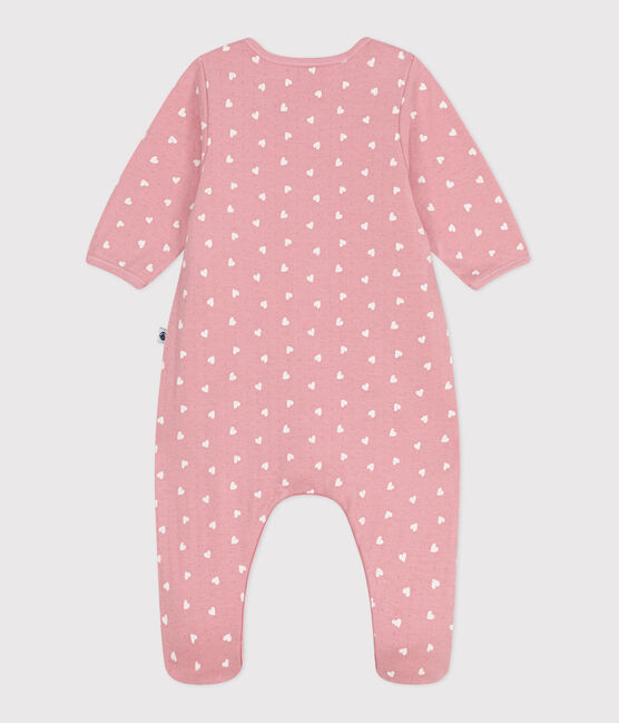 Bodyjama de túbico con corazoncitos para bebé rosa CHARME/blanco MARSHMALLOW