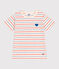 Camiseta infantil de manga corta de algodón con rayas y corazón blanco AVALANCHE/ MULTICO