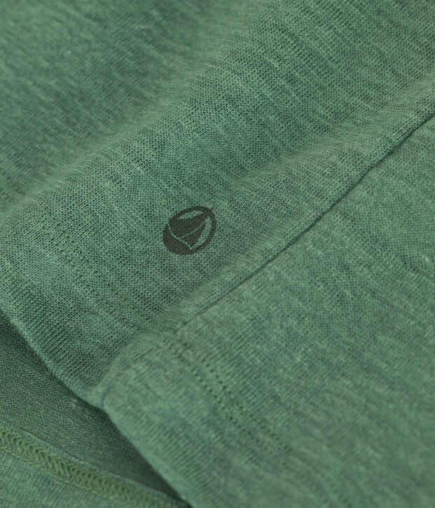 Camiseta de lino de manga corta para mujer verde