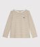 Marinera de algod&oacute;n de manga larga para mujer beige/blanco