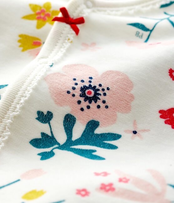 Pelele de terciopelo con estampado de flores para bebé niña blanco MARSHMALLOW/blanco MULTICO