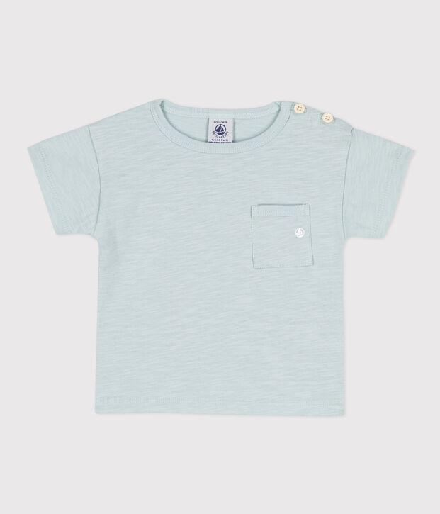 Camiseta de manga corta de punto flameado para beb&eacute; verde