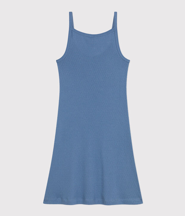 Camis&oacute;n de algod&oacute;n calado para mujer azul