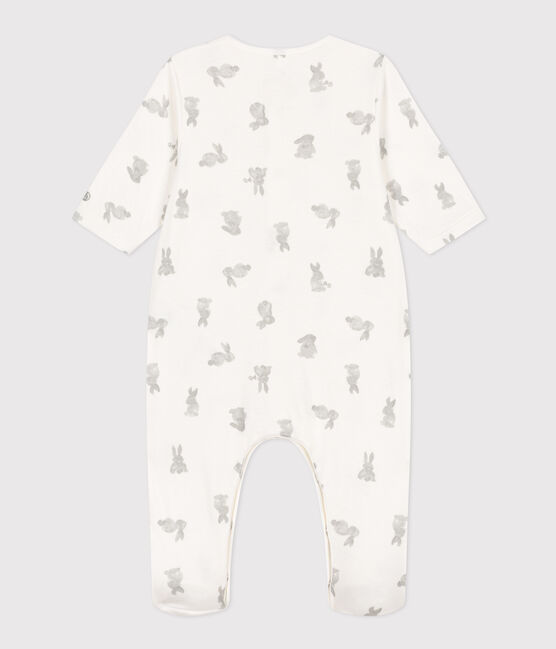 Pijama de túbico con conejos para bebé blanco MARSHMALLOW/gris GRIS
