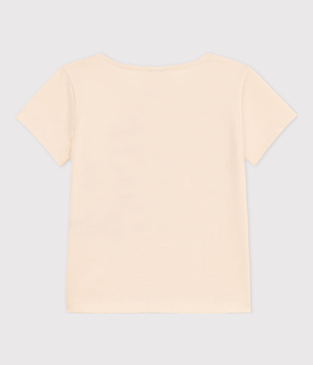 Camiseta flocada de manga corta para ni&ntilde;a crudo