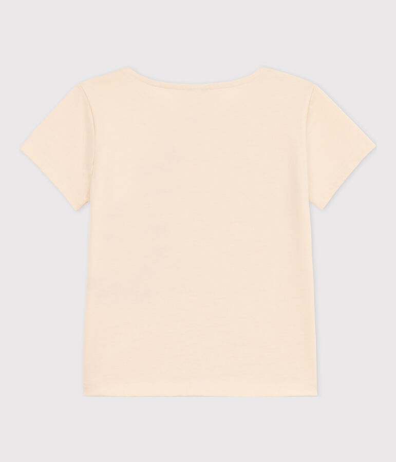 Camiseta flocada de manga corta para ni&ntilde;a crudo
