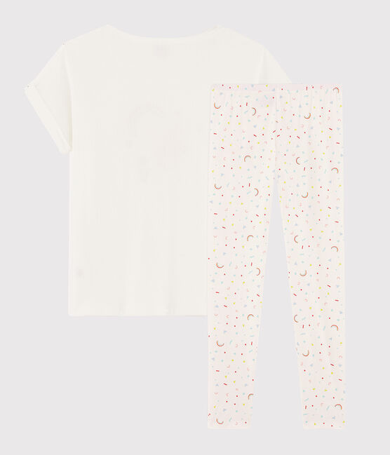 Pijama con flamenco rosa de punto para chica - mujer blanco MARSHMALLOW/blanco MULTICO