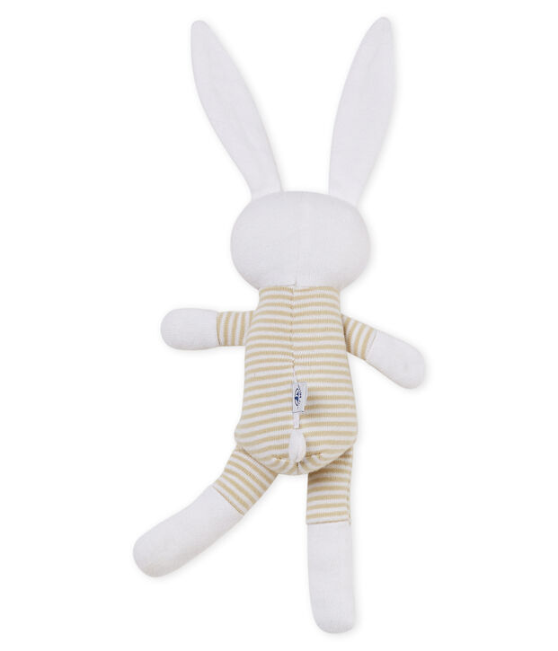 Peluche de conejo para beb&eacute; de jersey gris/blanco
