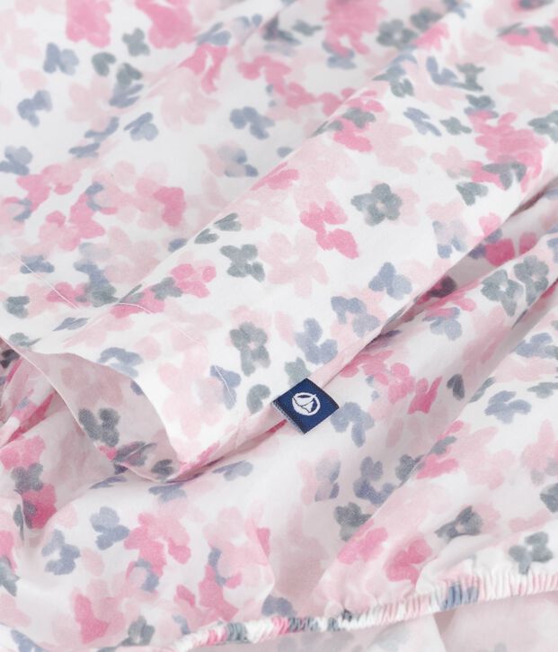 Vestido estampado de algod&oacute;n de manga corta y pololo para beb&eacute; blanco/multicolor
