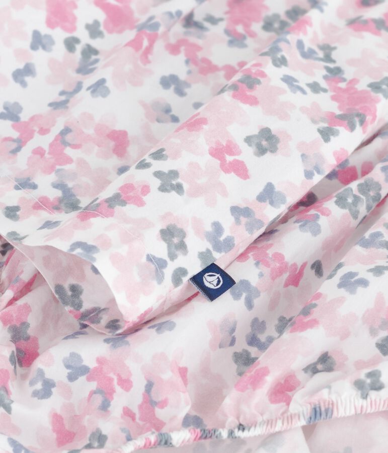 Vestido estampado de algod&oacute;n de manga corta y pololo para beb&eacute; blanco/multicolor