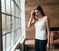Camiseta de tirantes para mujer de punto 2x2 blanco MARSHMALLOW
