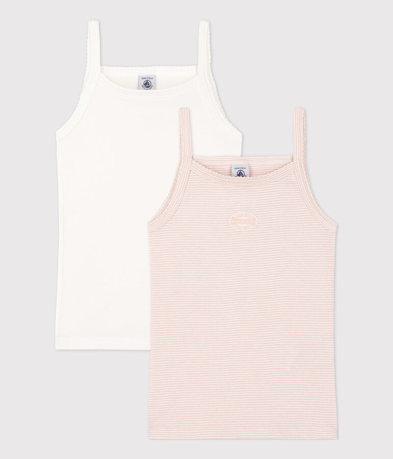 Juego de 2 camisetas de tirantes de algod&oacute;n milrayas para ni&ntilde;a multicolor