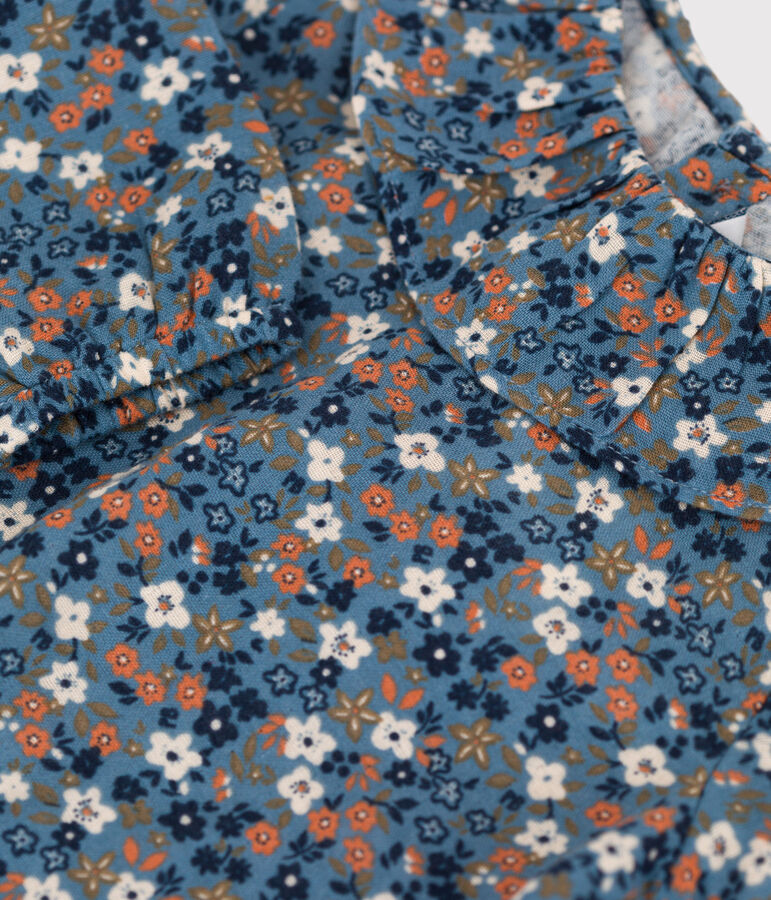 Blusa estampada de manga larga de gasa de algod&oacute;n para beb&eacute; azul/multicolor